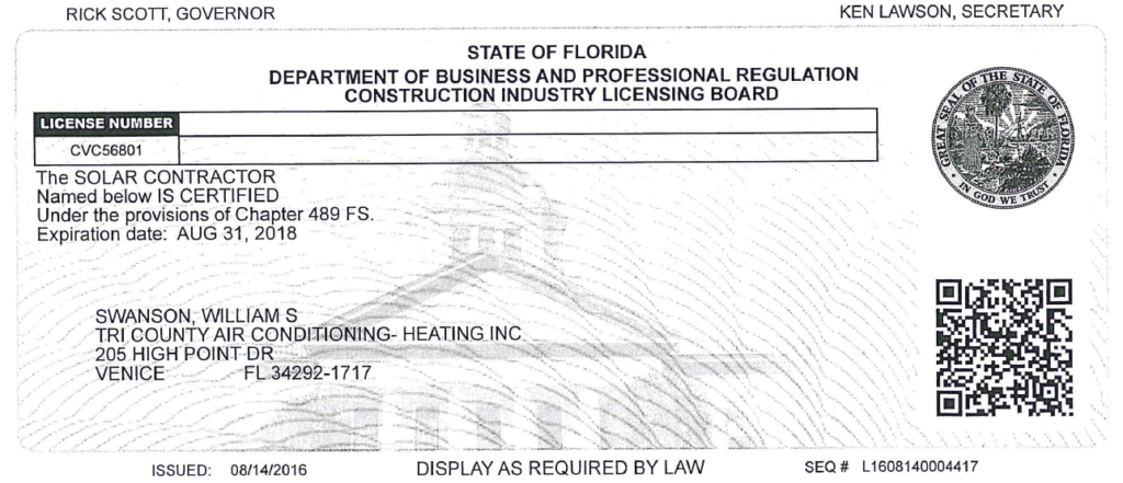 State Of Florida Plumbing License